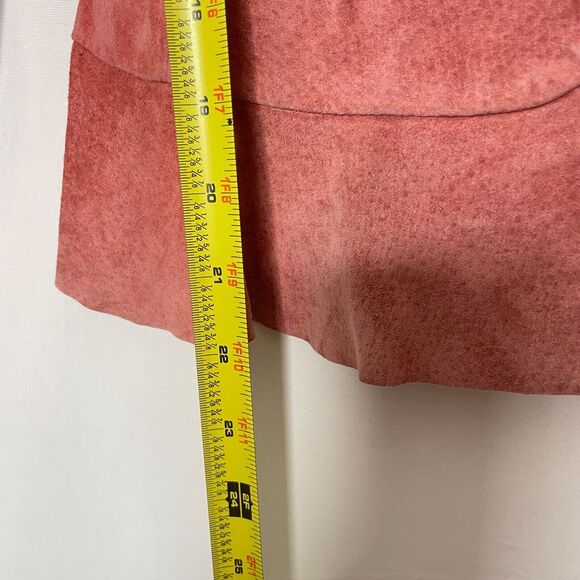 Vintage Pink Suede Leather Jacket Size 10 Peplum Western Cowgirl Mod Indie - Picture 9 of 11